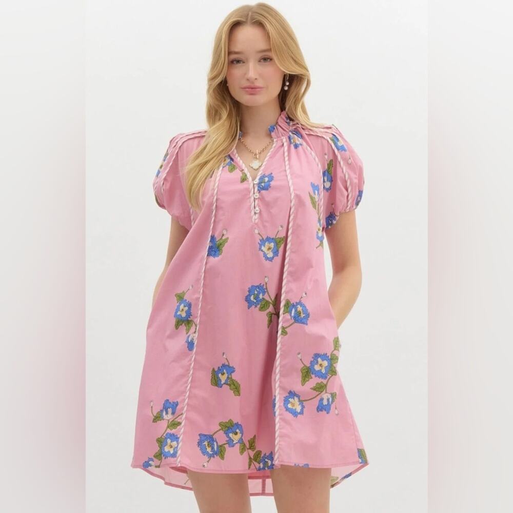 Entro Floral Puff Sleeve Dress